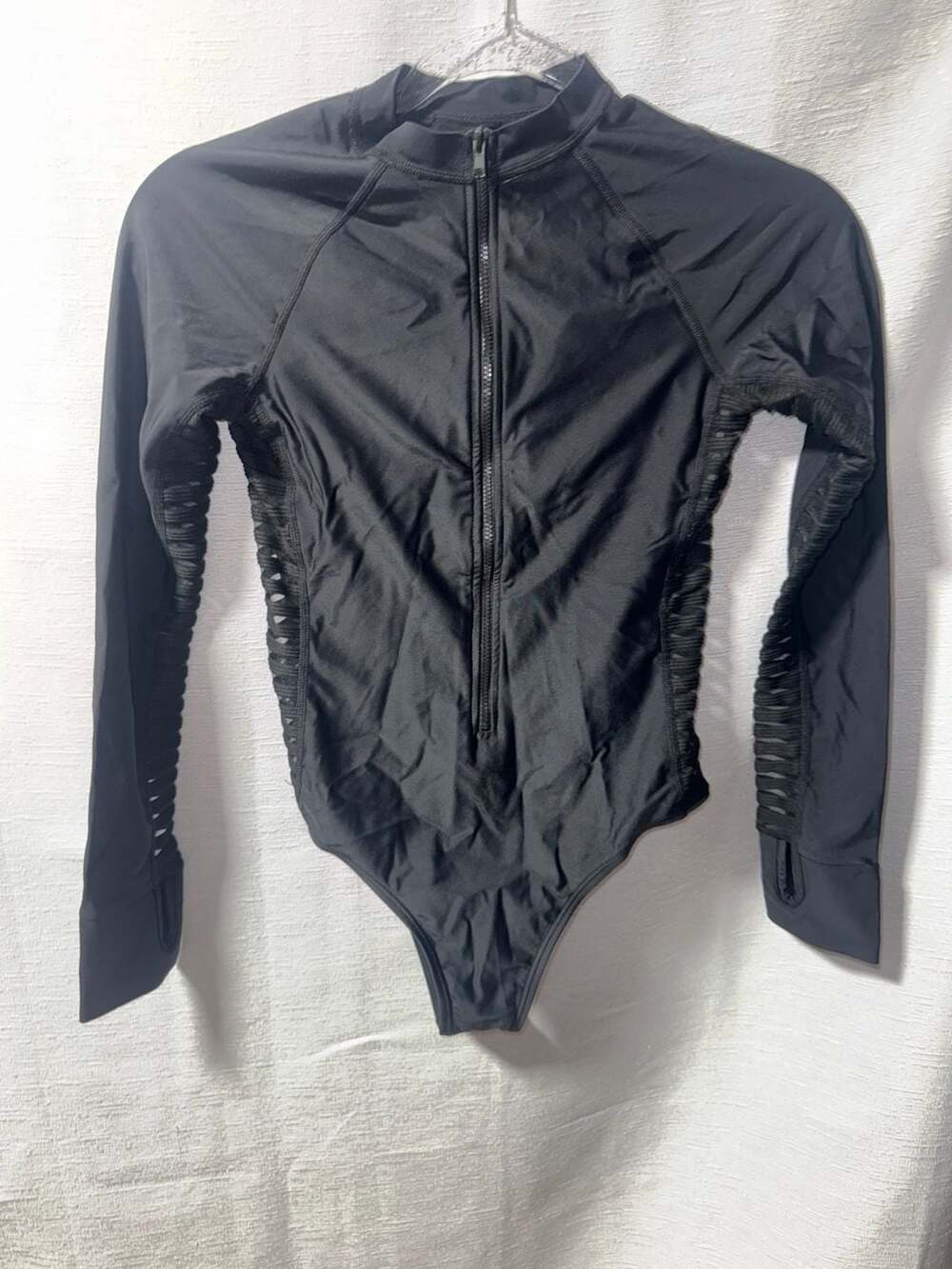 Women's Long Sleeve Front Zip Rash Guard One-Piece Swimsuit